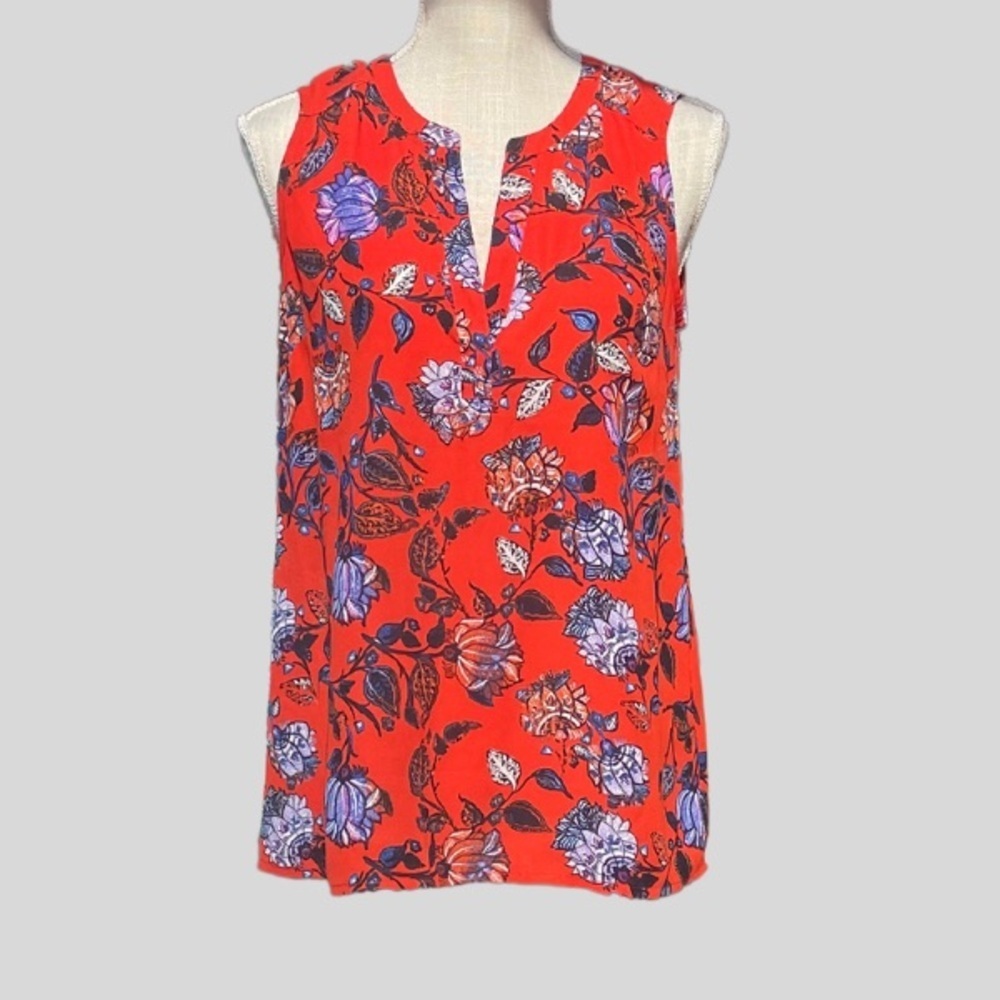 Red Split Neck Top